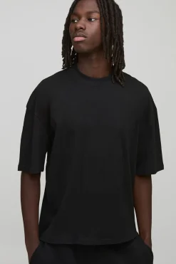 boohooMAN T-shirt basique oversize à coupe boxy, col rond<Homme T-Shirts|Essentiels