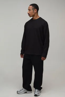 T-Shirt Basique Oversize à Manches Longues et Col Rond