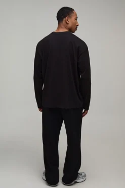 T-Shirt Basique Oversize à Manches Longues et Col Rond