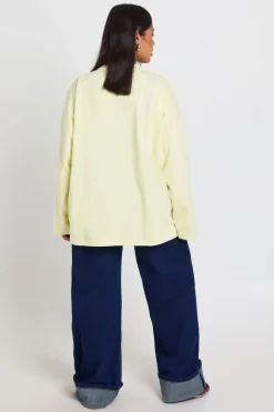 T-shirt Basique Oversize À Manches Longues Grande Taille