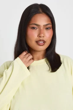 T-shirt Basique Oversize À Manches Longues Grande Taille