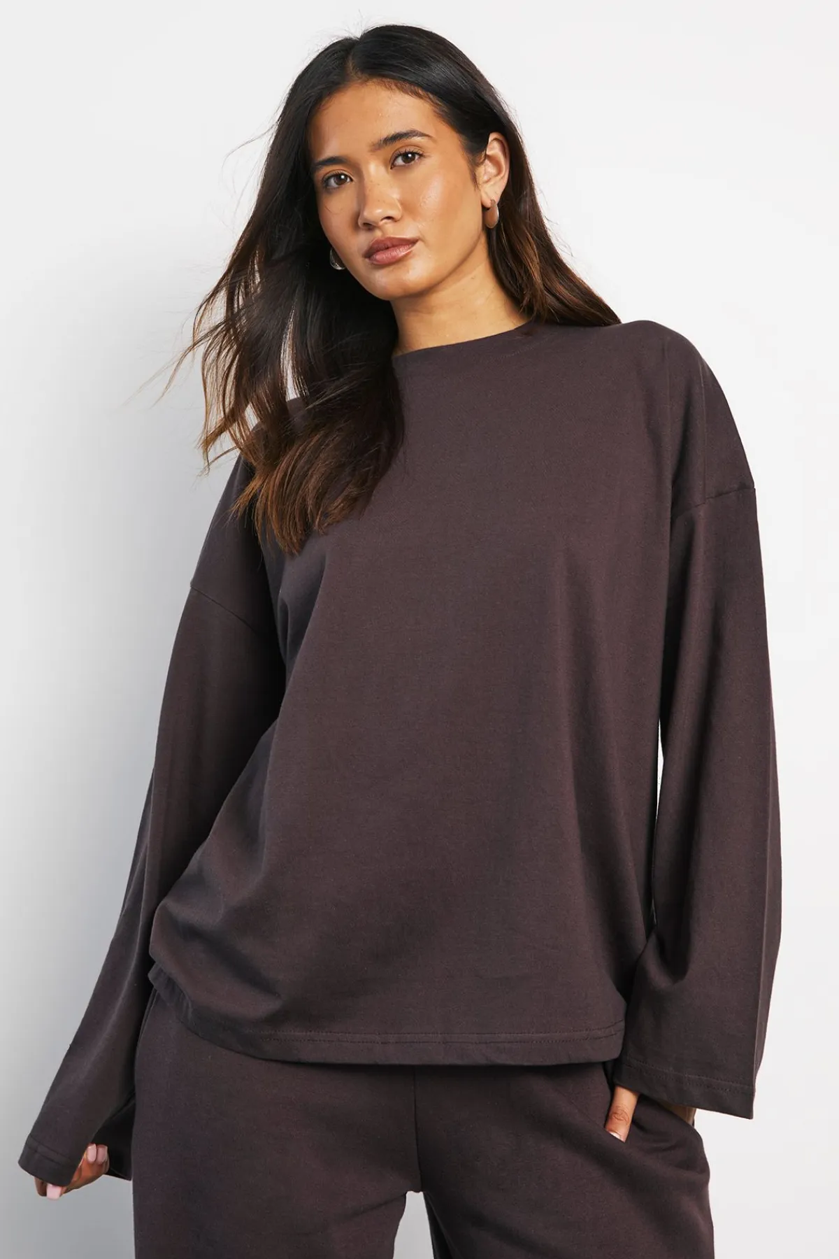 boohoo T-shirt Basique Oversize À Manches Longues<Femme Basiques|Tops