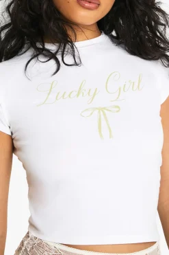 T-shirt Bébé Imprimé Nœud Lucky Girl Saint-patrick