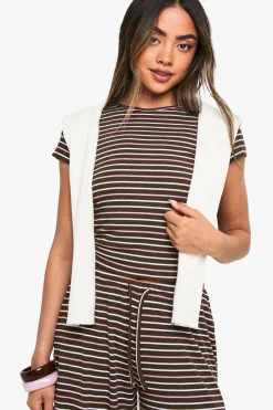 boohoo T-shirt bébé rayé<Femme Looks Chocolat|Looks Preppy