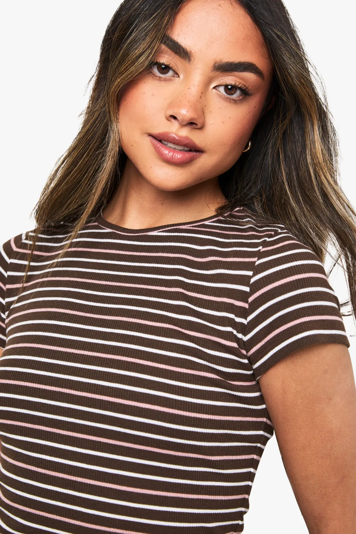 boohoo T-shirt bébé rayé<Femme Looks Chocolat|Looks Preppy