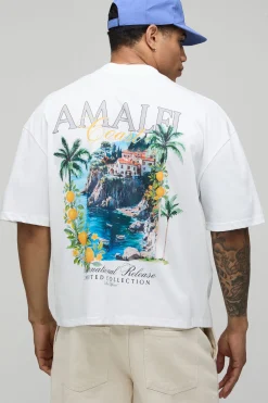 boohooMAN T-shirt Ample Coupe Boxy Imprimé Amalfi<Homme T-Shirts Impriméstendances|T-Shirts