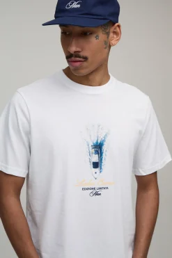 T-shirt Blanc Coupe Boxy Imprimé Lac De Côme