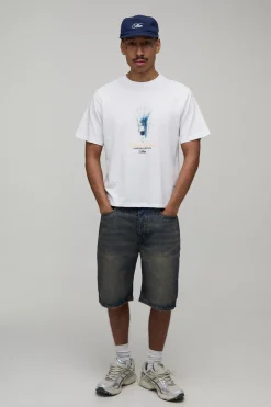 T-shirt Blanc Coupe Boxy Imprimé Lac De Côme