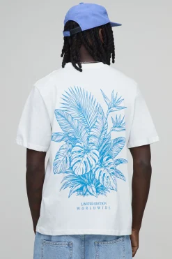 boohooMAN T-shirt Coupe Regular À Imprimé Palmier Dessiné Au Trait<Homme T-Shirts Impriméstendances|T-Shirts