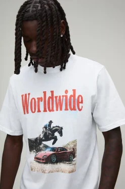 T-shirt Blanc Coupe Regular À Imprimé Graphique Western Mondial