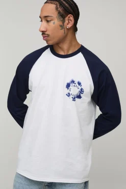 boohooMAN T-Shirt à Manches Longues Imprimé Flou Contrasté Regular<Homme T-Shirts Impriméstendances|T-Shirts