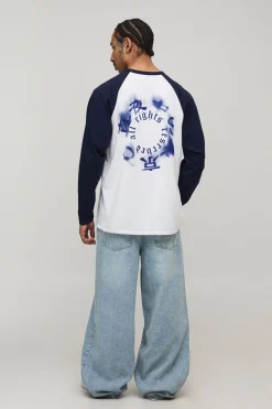boohooMAN T-Shirt à Manches Longues Imprimé Flou Contrasté Regular<Homme T-Shirts Impriméstendances|T-Shirts