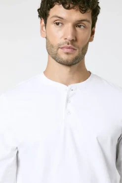 Burton T-Shirt Blanc à Manches Longues Col Mao<Homme T-Shirts
