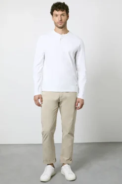 Burton T-Shirt Blanc à Manches Longues Col Mao<Homme T-Shirts