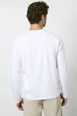Burton T-Shirt Blanc à Manches Longues Col Mao<Homme T-Shirts