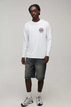 T-shirt Blanc À Manches Longues Coupe Regular Avec Motif Graphique Croix
