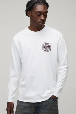 T-shirt Blanc À Manches Longues Coupe Regular Avec Motif Graphique Croix