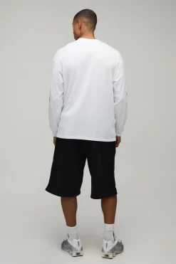 T-shirt Blanc À Manches Longues Oversize Avec Imprimé Moto