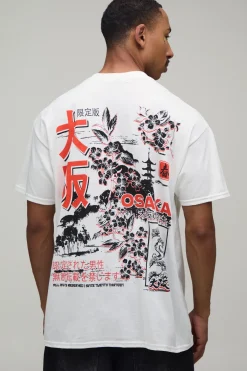 boohooMAN T-shirt Oversize Avec Imprimé Osaka Au Dos<Homme T-Shirts Impriméstendances|T-Shirts