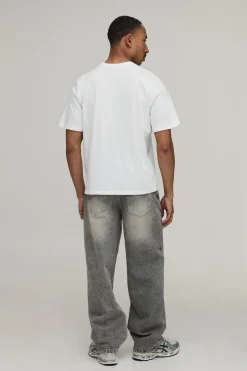 T-shirt Blanc Oversize Boxy Avec Imprimé Paris Sur La Poitrine