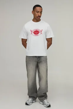 T-shirt Blanc Oversize Boxy Avec Imprimé Paris Sur La Poitrine