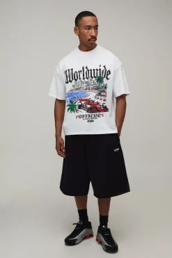 boohooMAN T-shirt Oversize Boxy À Imprimé Racing Monaco<Homme T-Shirts Impriméstendances|T-Shirts