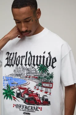 boohooMAN T-shirt Oversize Boxy À Imprimé Racing Monaco<Homme T-Shirts Impriméstendances|T-Shirts