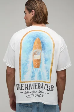 T-shirt Blanc Oversize Boxy Imprimé Yacht Rivera Club