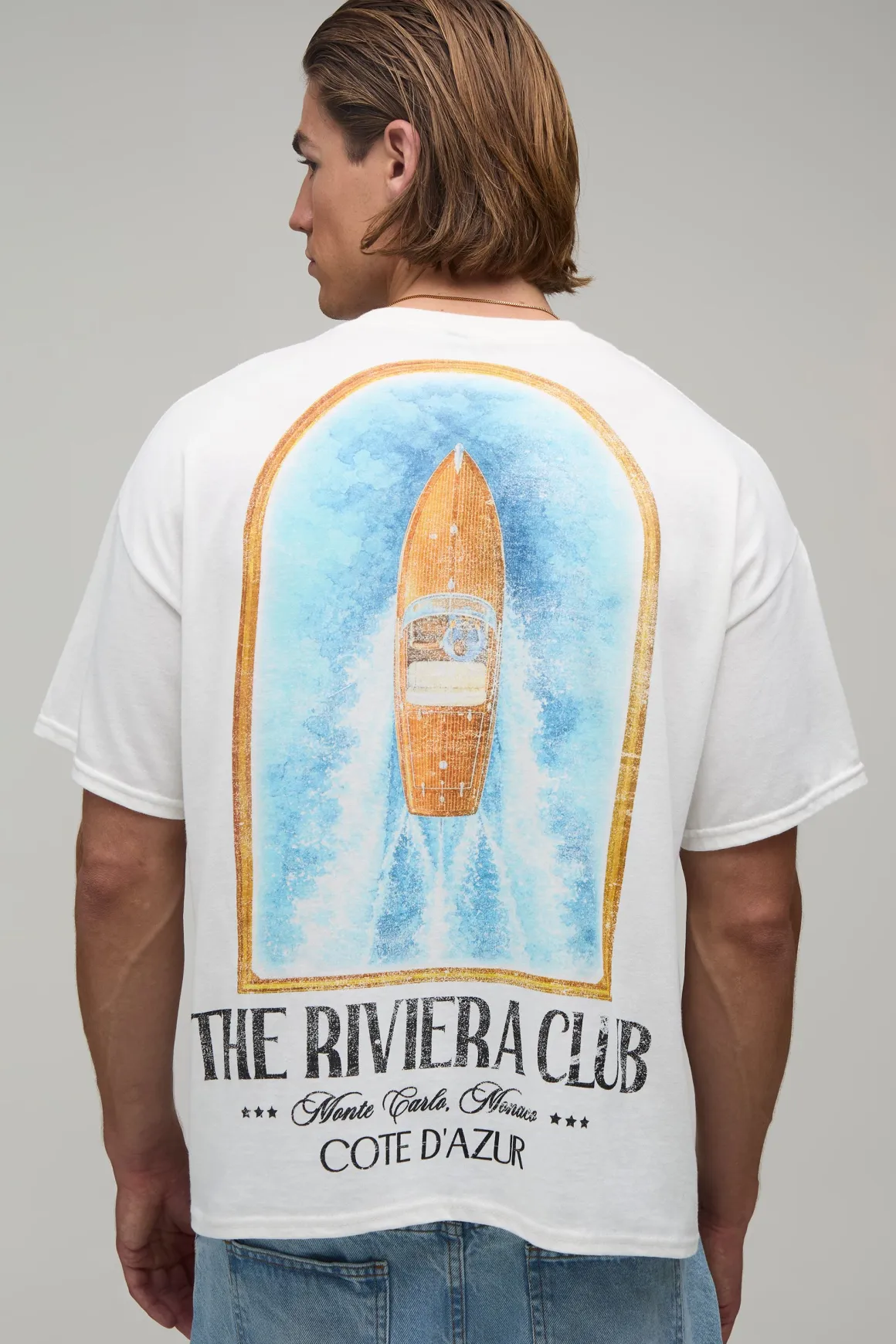 T-shirt Blanc Oversize Boxy Imprimé Yacht Rivera Club