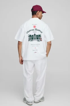 boohooMAN T-shirt oversize à col étendu, imprimé Chateau<Homme T-Shirts Impriméstendances|T-Shirts