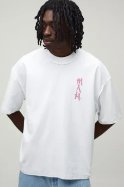 boohooMAN T-shirt Oversize Coupe Boxy Avec Coutures Apparentes Et Imprimé Colonne Vertébrale<Homme T-Shirts Impriméstendances|T-Shirts