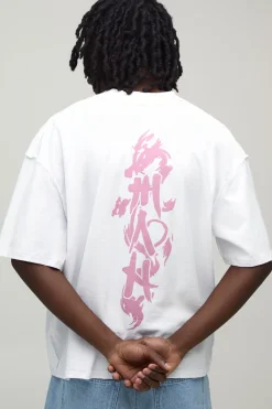 boohooMAN T-shirt Oversize Coupe Boxy Avec Coutures Apparentes Et Imprimé Colonne Vertébrale<Homme T-Shirts Impriméstendances|T-Shirts
