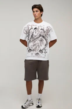 boohooMAN T-shirt Oversize Gothique Avec Imprimé Sur Les Coutures<Homme T-Shirts Impriméstendances|T-Shirts