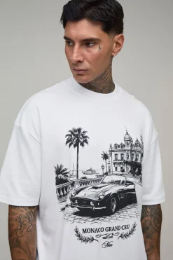 boohooMAN T-shirt Oversize Grande Taille Imprimé Voiture Monaco En Jersey Interlock<Homme Tout Afficher|Tout Afficher