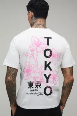 T-shirt Blanc Oversize Grande Taille À Imprimé Floral Tokyo
