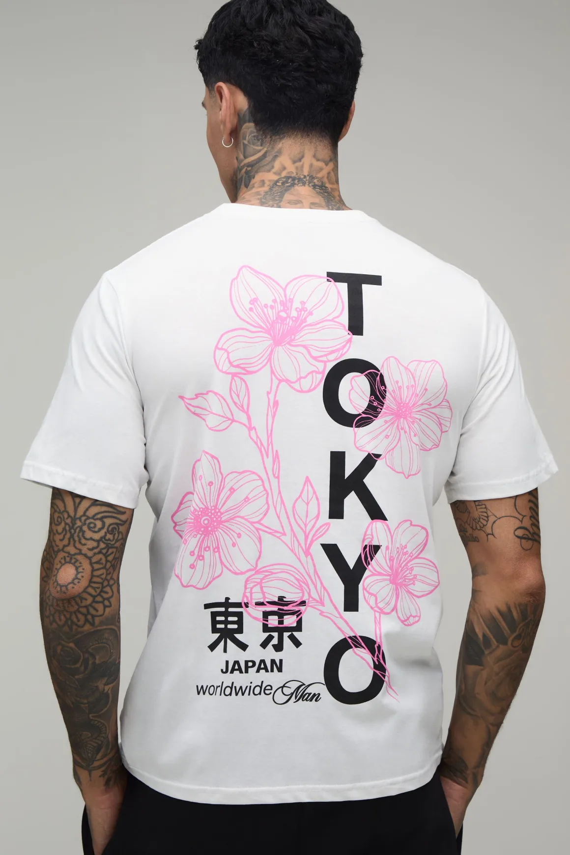 T-shirt Blanc Oversize Grande Taille À Imprimé Floral Tokyo
