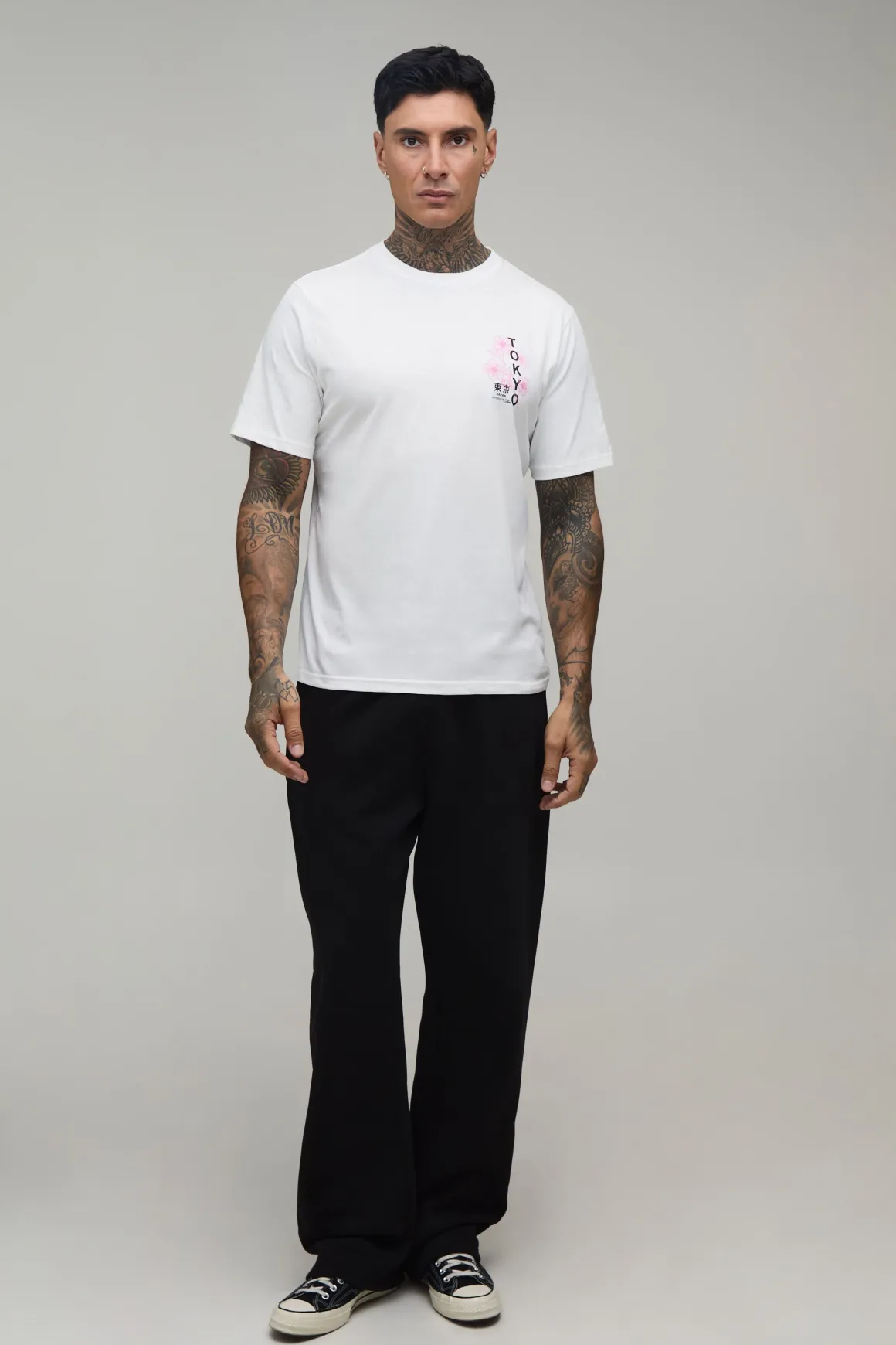 T-shirt Blanc Oversize Grande Taille À Imprimé Floral Tokyo
