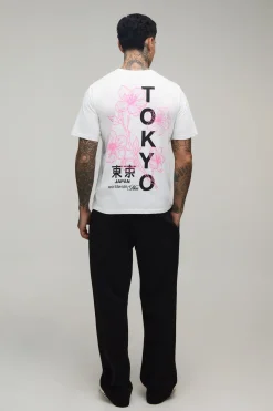 T-shirt Blanc Oversize Grande Taille À Imprimé Floral Tokyo
