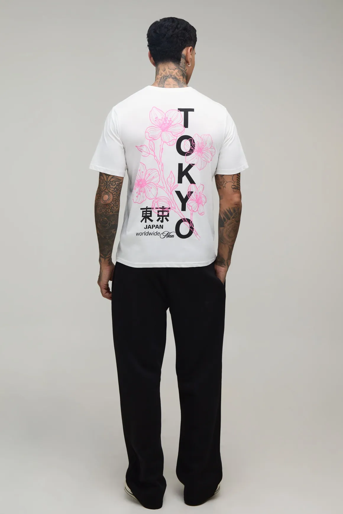 T-shirt Blanc Oversize Grande Taille À Imprimé Floral Tokyo