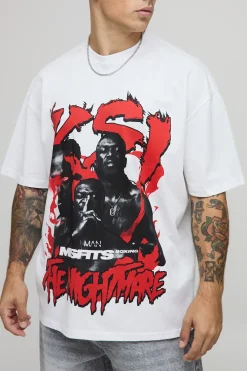 T-shirt Blanc Oversize Imprimé Sous Licence Misfits Ksi The Nightmare