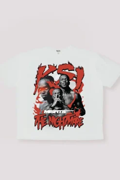 T-shirt Blanc Oversize Imprimé Sous Licence Misfits Ksi The Nightmare