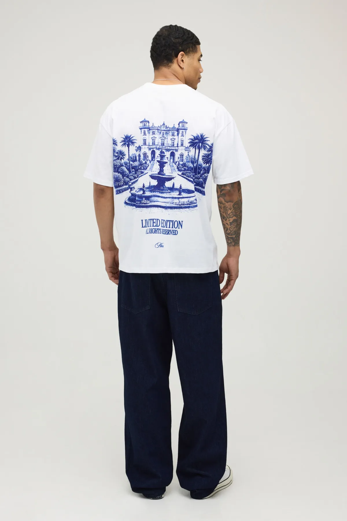 boohooMAN T-shirt Oversize À Imprimé Paysage Grande Échelle<Homme T-Shirts Impriméstendances|T-Shirts