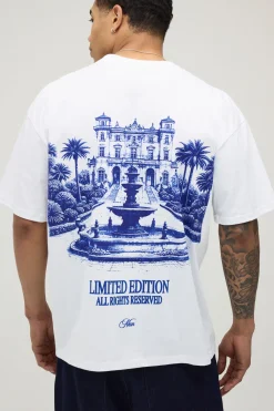 boohooMAN T-shirt Oversize À Imprimé Paysage Grande Échelle<Homme T-Shirts Impriméstendances|T-Shirts