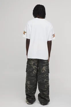 T-shirt Blanc Oversize Imprimé New York Effet Aérographe