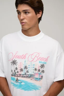 T-shirt Blanc Oversize Imprimé Miami