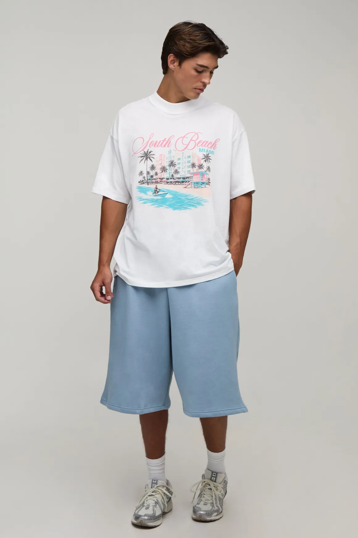 T-shirt Blanc Oversize Imprimé Miami