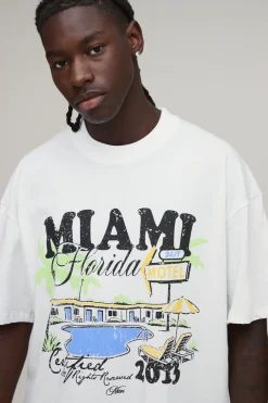 T-shirt Blanc Oversize Imprimé Piscine Miami