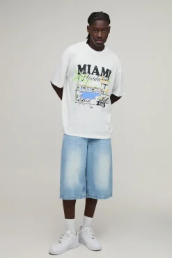 T-shirt Blanc Oversize Imprimé Piscine Miami
