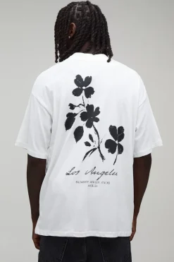 T-shirt Blanc Oversize À Imprimé Floral Flou