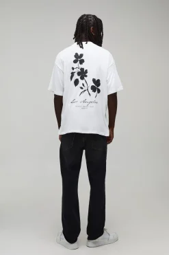 T-shirt Blanc Oversize À Imprimé Floral Flou